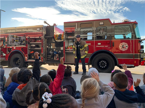 Firefighter Demo in front of students